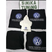 Volkswagen Siyah Oto Ön Arka Servis Kılıf 4 Parça (Arka 2parca Logolu)Polar Vites Kılıf Hediyeli