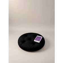 Gullfoss Siyah Yuvarlak Mini Yer Minder Yer Puf 60X60 cm