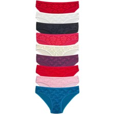 9 Adet Önü Dantelli Transparan Kadın Slip Külot S119