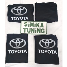 Toyota Siyah Oto Penye Likralı Servis Kılıfı Ön Arka Kılıf 4 Parça(Arka 2 Parca Logolu) Esnek Likralı Her Araca Uygun Yıkanabilir Kılıf
