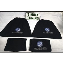 Volkswagen Siyah Oto Ön Arka Servis Kılıf 4 Parça (Arka 2parca Logolu)Likralı Esnek Tüm Araç Modellerine Uyumlu