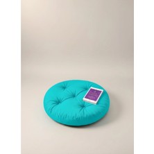 Gullfoss Turkuaz Yuvarlak Mini Yer Minder Yer Puf 60X60 cm