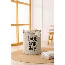 Paris Home Love And Joy Yazılı Bej Jüt Görünümlü Premium Sepet – Eva Destekli, Astarlı, Oyuncak Çamaşır Sepeti
