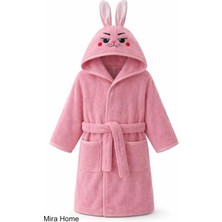 Mira Home Pembe Tavşan Nakışlı Kulaklı Bebek ve Çocuk Bornozu