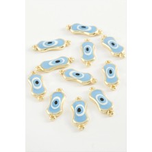 Starseven Oval Nazar Çift Kulplu Mineli Bileklik Kolye Ucu Aparatı 1 Adet