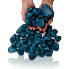 Seçilir Okyanus Mavisi Renk Dekoratif El Boyaması Iri Boy 25 Adet (40-80 Mm) Çakıl Taşı 2 kg Saksı Taşı