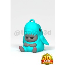 (10 Adet) Shark Kitty Anahtarlık (Hediyelik, 3D Temalı Anahtarlık)