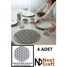 Next Craft Supla Amerikan Servis Keçe Yuvarlak 34 cm Tabak Tava Tencere Altlığı Sofra Servis Sunum Yanmaz 4 Adet