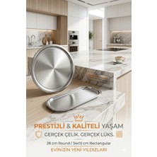 Transformacion Masterpiece Çelik Tepsi Seti – Yuvarlak 28 cm & Dikdörtgen 34X15 cm 722990