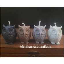 Baykuş Mum 4 Farklı Renkli Mum Çok Renkli