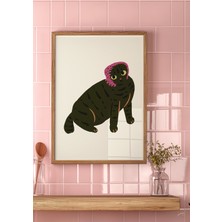 Des Vu Print Siyah Kedi Posteri, Kedi Temalı Çerçevesiz Poster