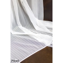 Pikeli -Istanbul Modeli Gümüş Simli Çizgili Tül Perde – Işıltılı, Modern ve Şık Duruş - 1x3 Sık Pile - Hazır Dikim