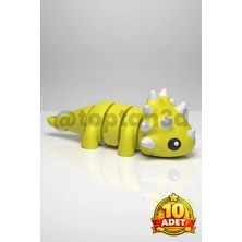 (10 Adet) Hediyelik Triceratops Anahtarlık (Hareketli Oyuncak Anahtarlık)