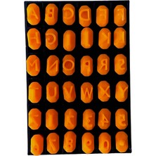 Küçük Harf ve Rakam Damga Seti – 3D Baskı Alfabe Baskı Kalıbı (Turuncu/siyah)