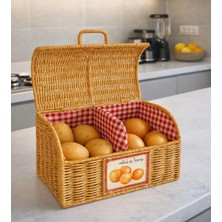 Kitchen Pembelia Vintage Hasır Ikili Bölmeli Patates Soğan Saklama Kabı Patates Soğan Kutusu