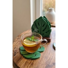 Monstera Yaprağı Bardak Altlığı ve Standı