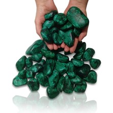 Seçilir Zümrüt Yeşili Renk Dekoratif El Boyaması Iri Boy 25 Adet (40-80 Mm) Çakıl Taşı 2 kg Saksı Taşı