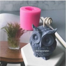 Baykuş Modelli Mum 1 Adet Gri