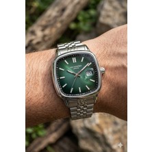 Lee Cooper Gümüş Kare Kasa Erkek Kol Saati | 40 mm Çelik Kasa, Gümüş Çelik Kordon, Yeşil Kadran