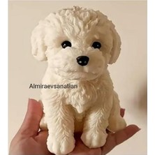 Sevimli Köpek Modelli 1 Adet Mum Beyaz