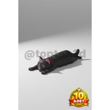 (10 Adet) Hediyelik Siyah Kedi Anahtarlık (Hareketli Oyuncak Anahtarlık)