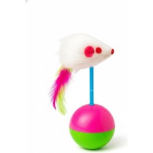 Busstier Hacı Yatmaz Peluş Fareli Kedi Oyuncağı Denge Toplu Sallanan Renkli Kuyruklu Av Oyuncağı
