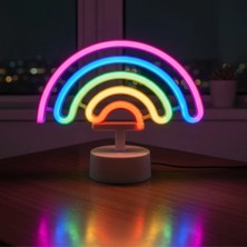 Plastik Gökkuşağı Neon LED Işık – Dekoratif Renkli Masaüstü ve Ambiyans Aydınlatması