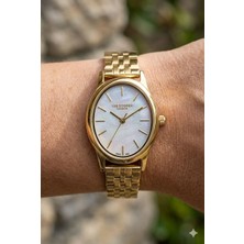 Lee Cooper Altın Yuvarlak Kasa Kadın Kol Saati | 24 mm Çelik Kasa, Altın Çelik Kordon, Sedef Kadran