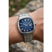 Lee Cooper Gümüş Kare Kasa Erkek Kol Saati | 40 mm Çelik Kasa, Gümüş Çelik Kordon, Lacivert Kadran