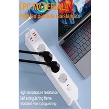 Aesco Termal Akım Korumalı 4’lü Priz 4x USB 2x Type-C Çıkışlı Grup Priz Çoğaltıcı (3500W) - Lisinya