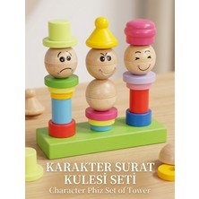 Direkstoktan Ahşap Ifade Blokları Kule Dizme Oyunu - Wooden Toys Character Phiz Set Of Tower