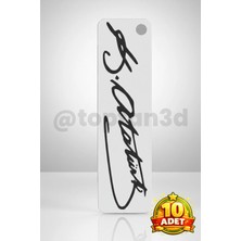 (10 Adet) Atatürk Imzası Anahtarlık (Hediyelik, 3D Temalı Anahtarlık)