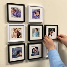 Aley Life Yapışkanlı Siyah&beyaz Sök Tak 21 X21 cm Paspartulu Klasik Kare Çerçeve Set - 6'lı Paket