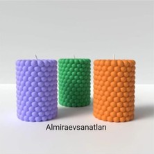 3 Lü Silindir Mum Çok Renkli