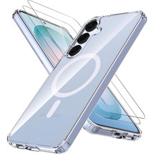 Teleplus Samsung Galaxy S26 Kılıf Embos Manyetik Şarj Kapak + 2 Ad Ekran Koruyucu