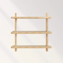 Comart 3 Katlı Huş Kontrplak Duvar Rafı – Minimalist Ahşap Duvar Rafı – Modern Dekoratif Kitap & Dekor Rafı