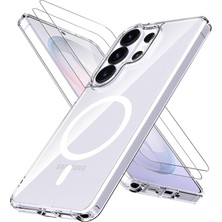 Teleplus Samsung Galaxy S26 Ultra Kılıf Embos Manyetik Şarj Kapak + 2 Ad Ekran Koruyucu