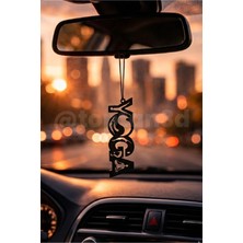 Yoga, Süslü Yoga Yazısı Dikiz Ayna Süsü - Hediyelik Oto Aksesuar - Çift Taraflı