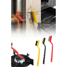 Tonkut 3 Parça Tel Fırça Seti Çelik Pirinç Naylon Pas Sökücü Ocak Fırın Izgara Detay Temizlik