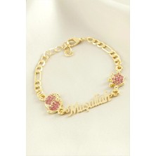 Aesco Ayak Izi Maşallah Yazılı Taşlı Bileklik