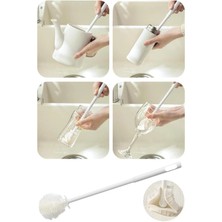 Tonkut Silikon Kavanoz ve Biberon Yıkama Fırçası Uzun Saplı Cam Şişe Termos Suluk Temizleme Fırçası