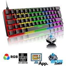 Miaxtreme T60 Siyah Mavi Blue Switch App Uygulamalı Mekanik Rgb Klavye Kablolu Gaming Oyuncu Klavyesi