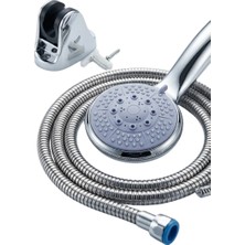 Astraltech Mavi 4 Fonksiyonlu El Duşu Başlığı Seti Spiral Hortum ve Duş Askısı