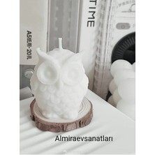 1 Adet Baykus Mum Beyaz