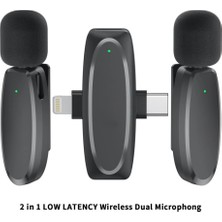 Type-C Wireless (Kablosuz Mikrofon) Ergonomik Tak Çalistir Android Telefon Tablet Ipad Çiftli Yaka Mikrofonu