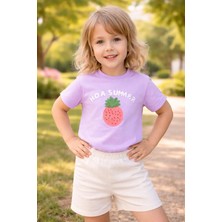 Almira Anne Bebek Kız Çocuk Mor Yazlık Ananas Baskılı Tişört