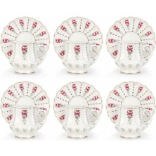 Meturas 6 Kişilik Porselen Türk Kahvesi Fincan Takımı – Çiçek Desenli Altın Yaldızlı Kahve Fincanı Seti