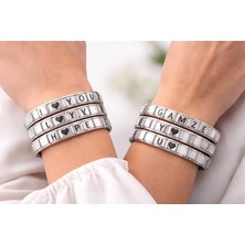 Nikaa Shop Kişiselleştirilebilir Çelik Bileklik - Harfli Charm Modüllü Paslanmaz Çelik Bileklik - Isim Yazılı Özel Tasarım