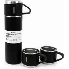 Epilons Termos Paslanmaz Çelik Termos Siyah Renk 3 Bardaklı Termos Seti