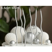 Çavuş E-Ticaret Kıvrımlı Kıvrık Gold Altın Ince Uzun Mum (6 Adet) | Pasta Üstü Zarafet
